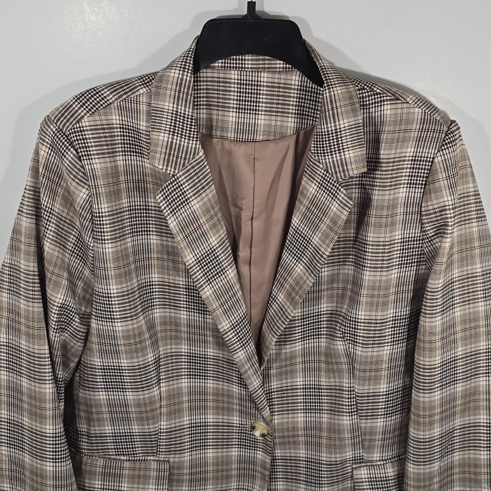 New Unbranded Brown Plaid Blazer Jacket - Size XXL - Picture 6 of 17